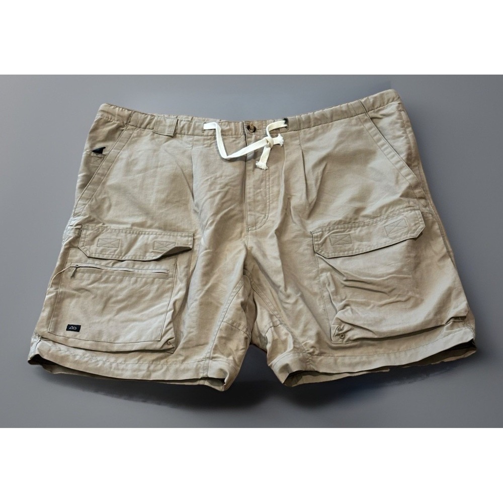 Outersport Cargo Shorts Mens XL Beige Safari Hiking Pockets Drawstring Gorpcore